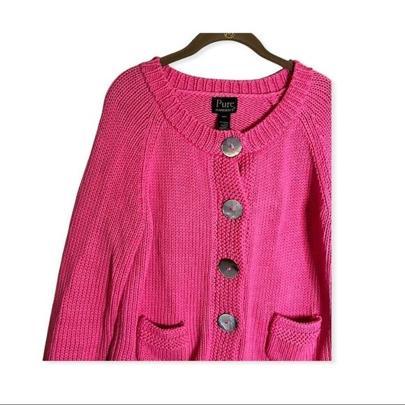 Pure Hand Knit Chunky Button Up Heavy Knit Sweater Cardigan S - Picture 4 of 9